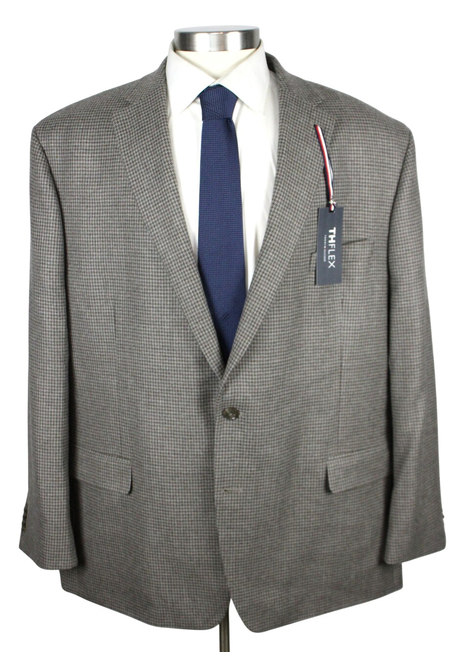 Tommy Hilfiger Sport Coat Mens 52 L Brown Gray Houndstooth Wool Th Flex Blazer